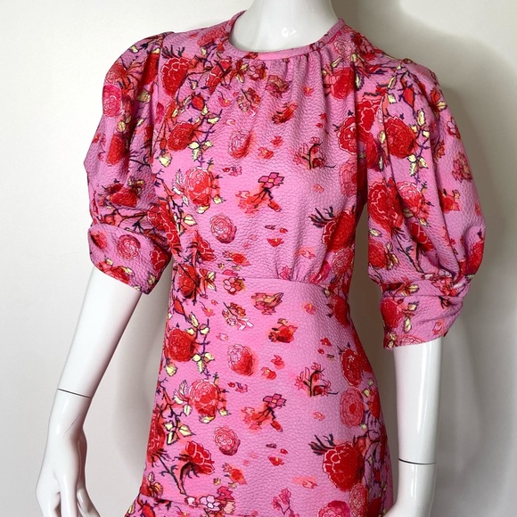 PETER PILOTTO Asymetrical Drop Waist Floral Dress Peony Size 8 Handkerchief Hem - Picture 7 of 13
